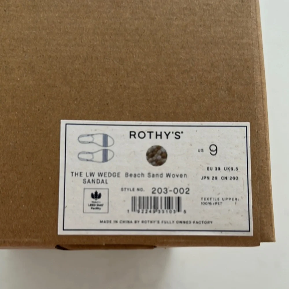 Rothy's Tan and Cream Braided Strap Platform Sandals
